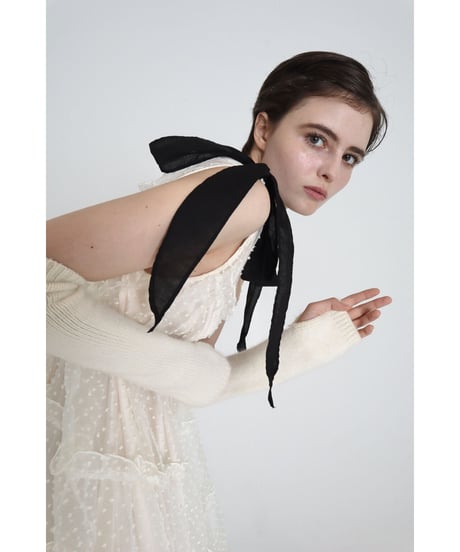 shoulder ribbon tiered one-piece dot tulle