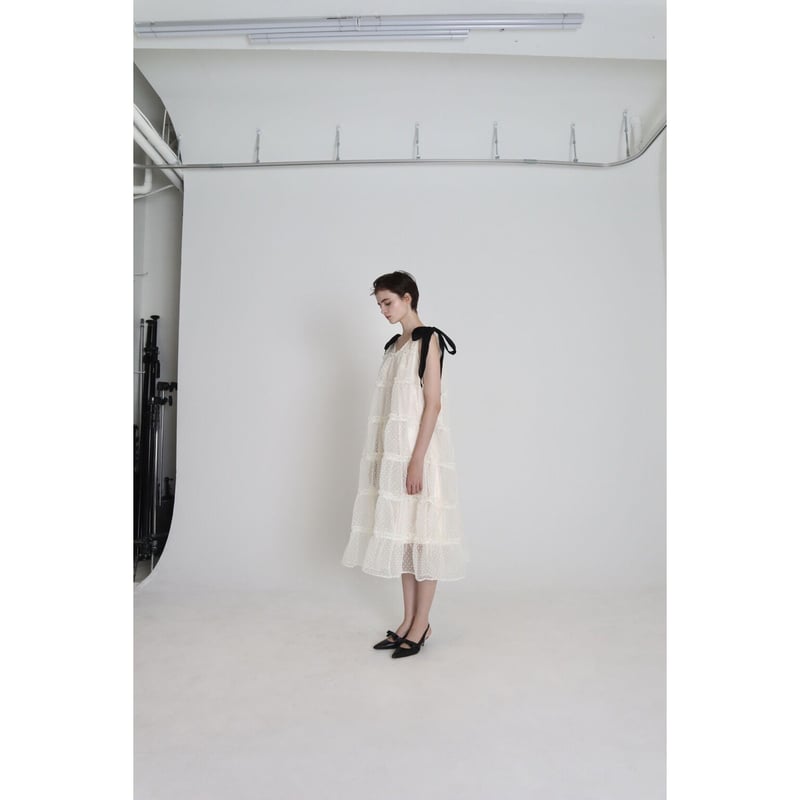 shoulder ribbon tiered one-piece dot tulle | BONNE