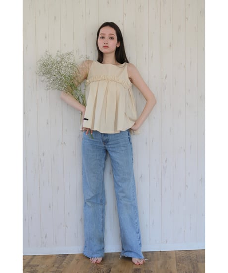 wave frill pleats tops beige