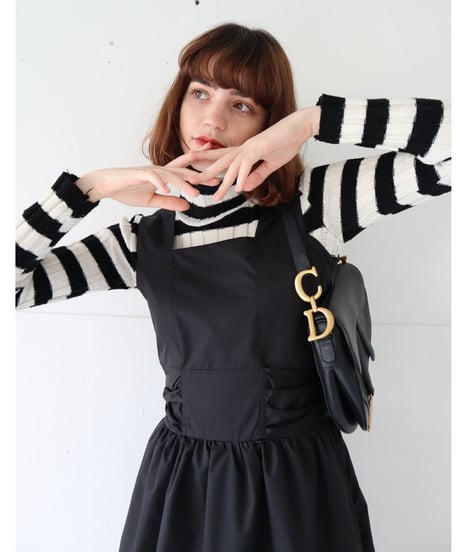 back double ribbon one-piece black