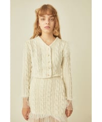 tulle cable knit cardigan ivory
