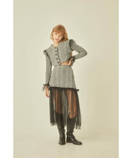 tulle cable knit skirt gray