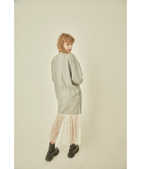 BONNE embroidery lace onepiece gray
