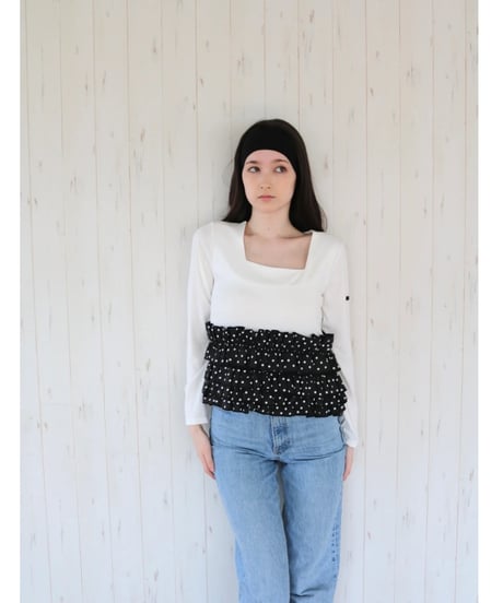 volume frill squareneck tops dot