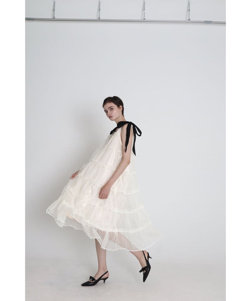 shoulder ribbon tiered one-piece dot tulle | BONNE