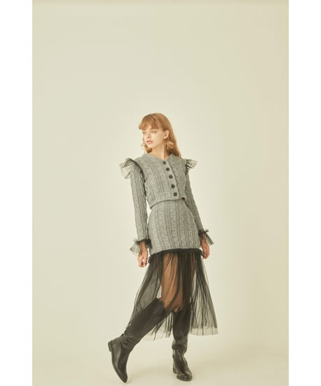 tulle cable knit skirt gray