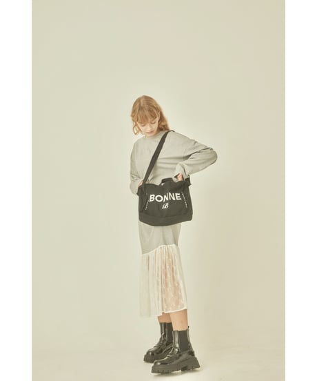 BONNE embroidery lace onepiece gray
