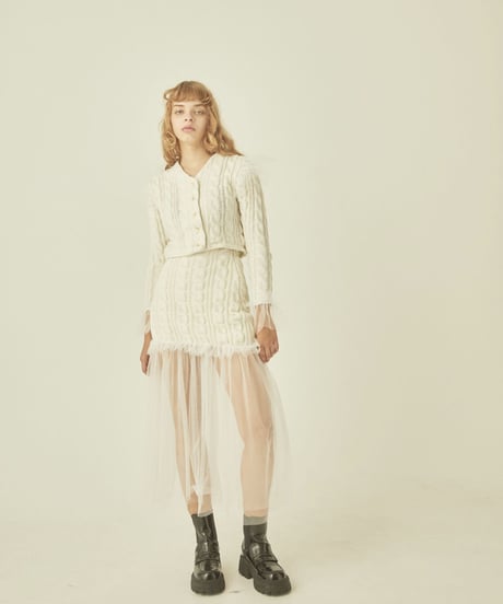tulle cable knit skirt ivory