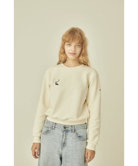 BONNE cat embroidery sweat ivory