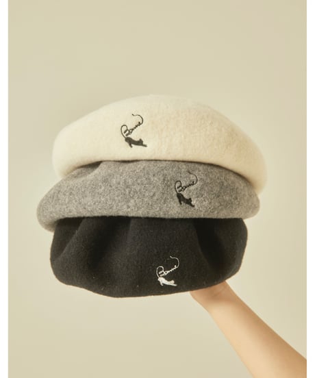 BONNE cat embroidery béret