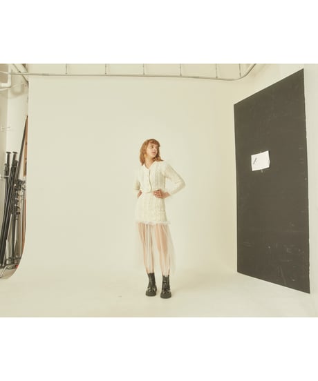 tulle cable knit skirt ivory