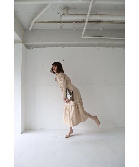 puff sleeve arm button blouse beige