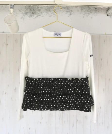 volume frill squareneck tops dot