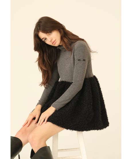 boa docking high neck tunic gray
