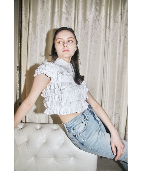 BONNE tulle frill fluffy blouse