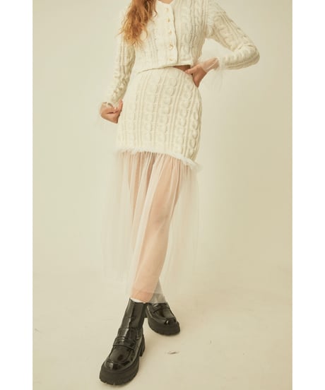 tulle cable knit skirt ivory
