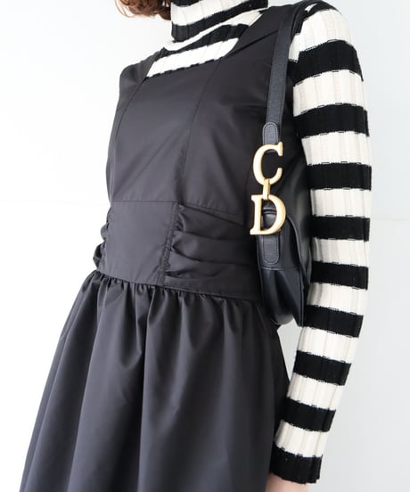 back double ribbon one-piece black