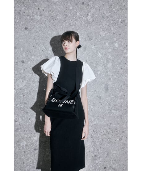 balloon sleeve long one-piece black