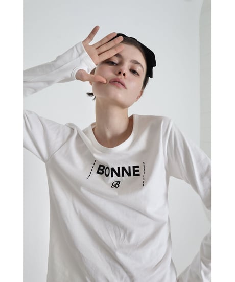 "BONNE B"finger hole long tee White