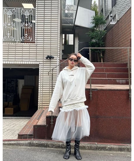 tulle cable knit skirt ivory
