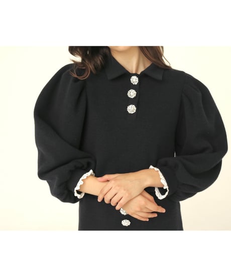 bijou button knit setup navy