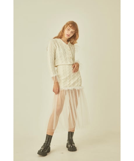 tulle cable knit skirt ivory