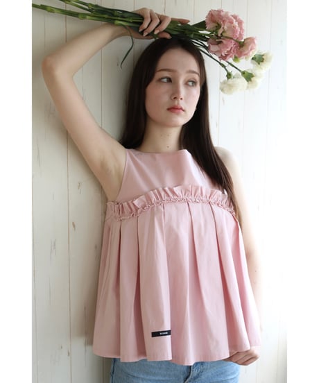 wave frill pleats tops pink