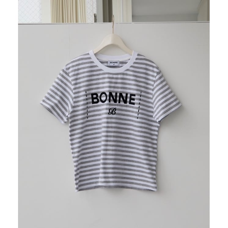 【タイムセール！新品同様】試着のみ！BONNE ボンヌボーダーtシャツ BONNE tee gray border | BONNE