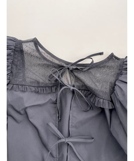 arm volume dot see-through docking blouse black