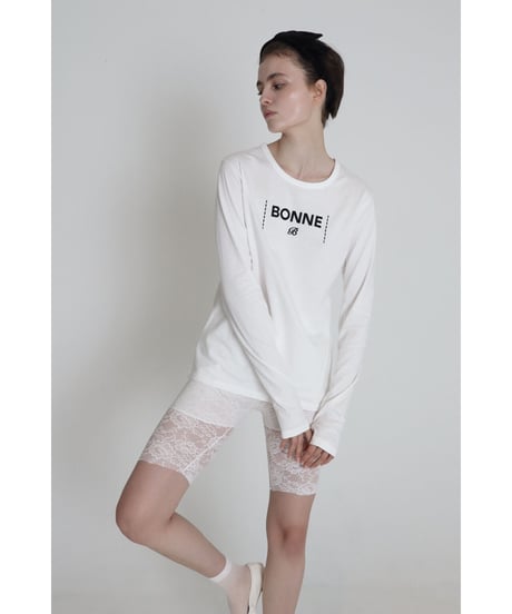 "BONNE B"finger hole long tee White