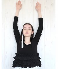 volume frill squareneck tops black
