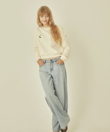 BONNE cat embroidery sweat ivory