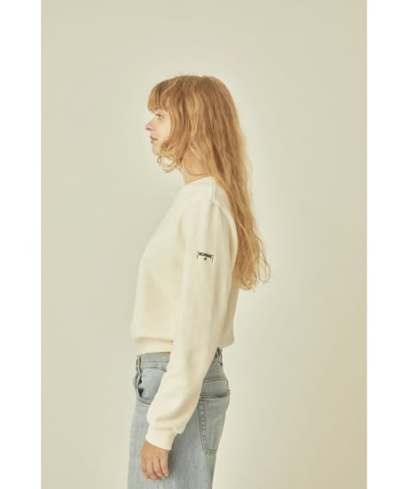 BONNE cat embroidery sweat ivory