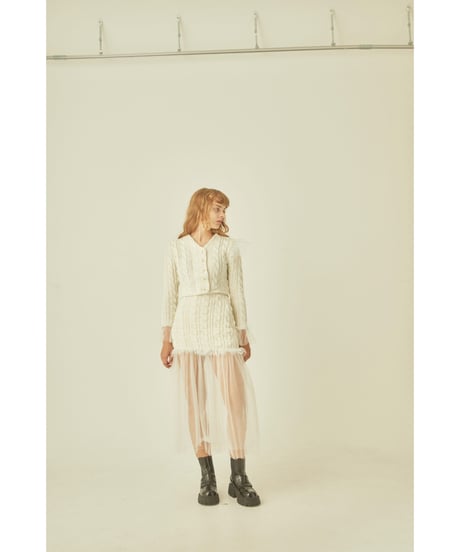 tulle cable knit skirt ivory