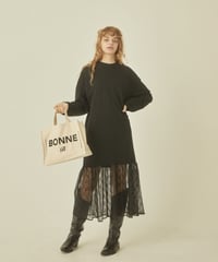 BONNE embroidery lace onepiece black