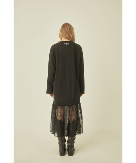 BONNE embroidery lace onepiece black