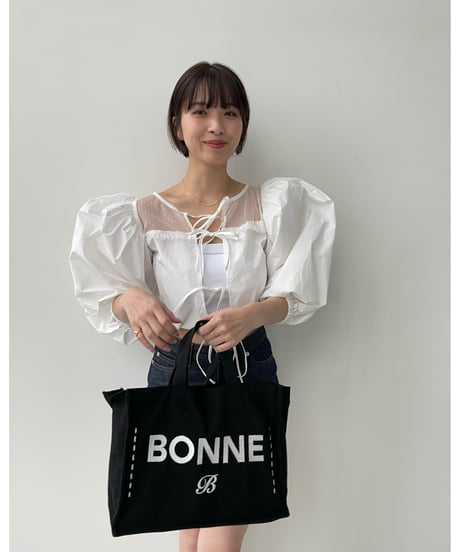 arm volume dot see-through docking blouse white