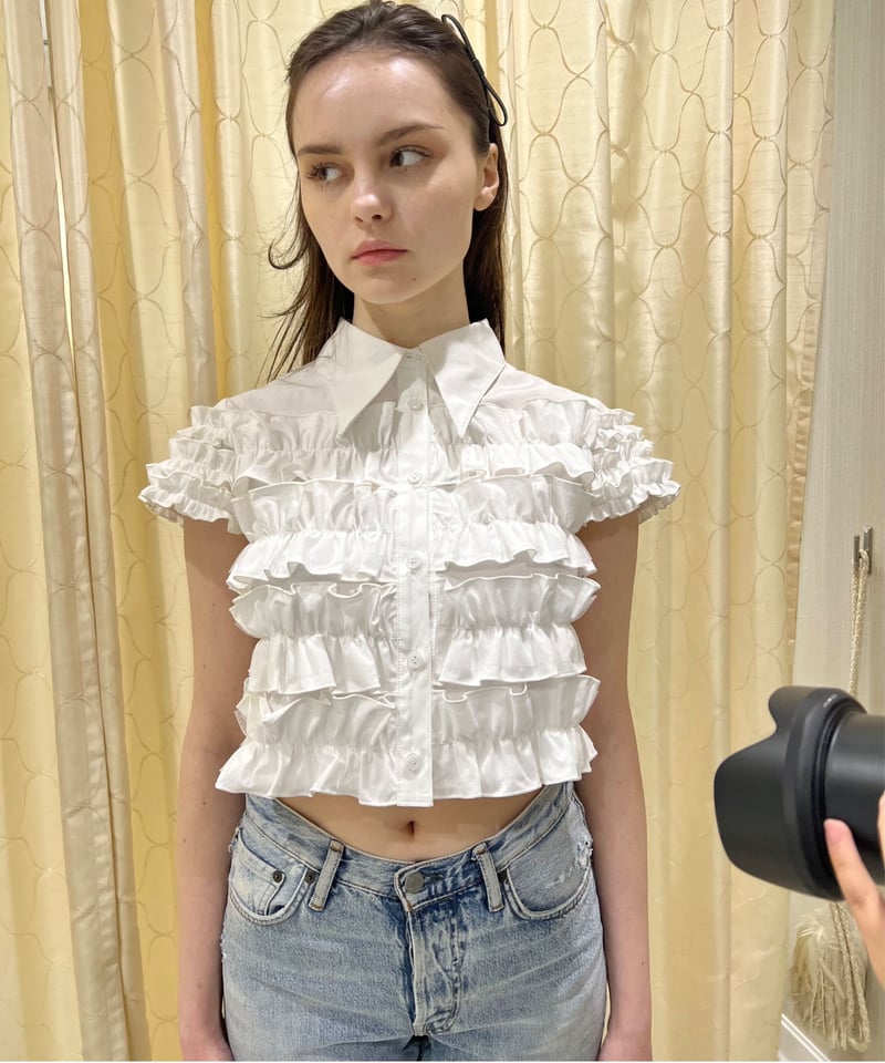 épine all tulle frill blouse ホワイト épine all tulle frill blouse ホワイト épine all tulle frill