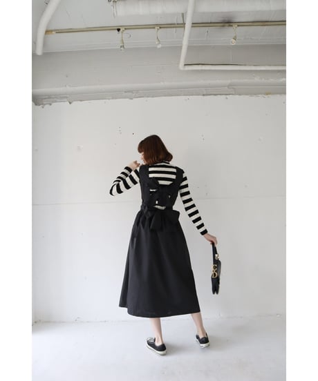 back double ribbon one-piece black