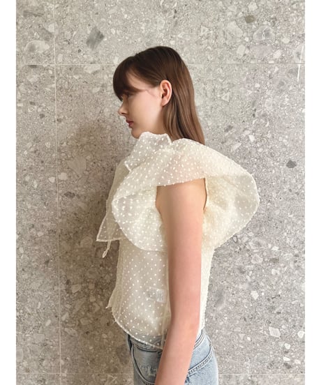 balloon sleeve ribbon blouse ivory