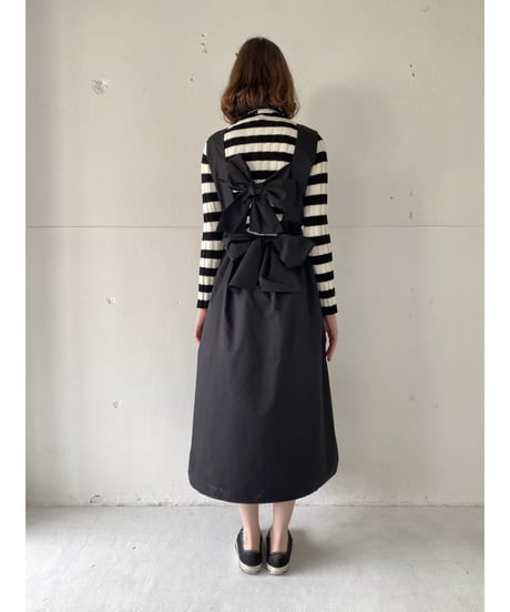 back double ribbon one-piece black