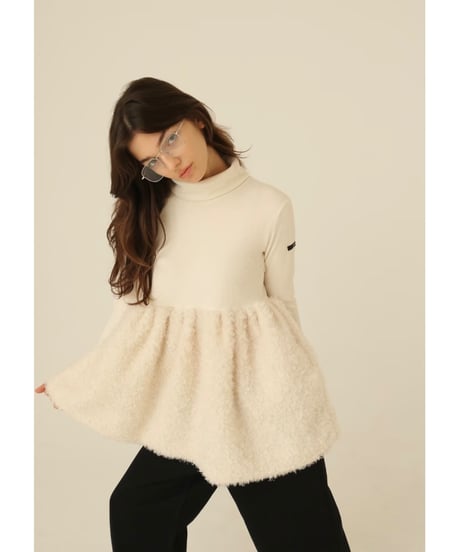 boa docking high neck tunic ivory