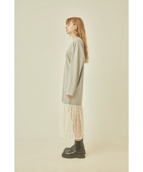 BONNE embroidery lace onepiece gray