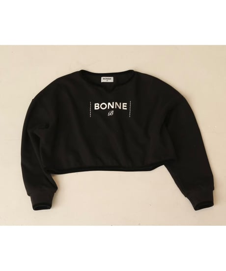 velours piping glitter embroidery sweat black