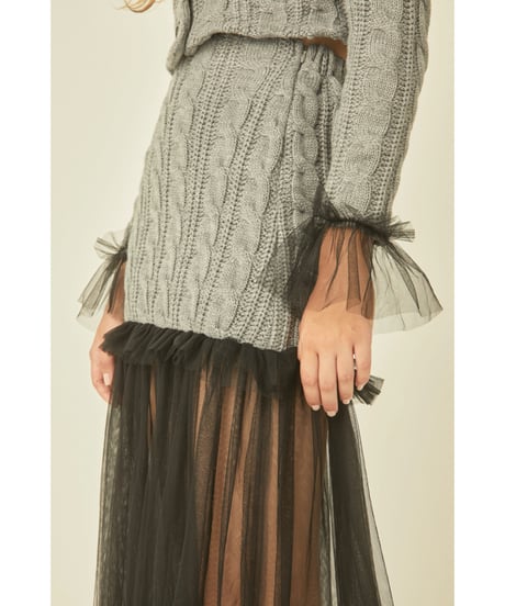 tulle cable knit skirt gray