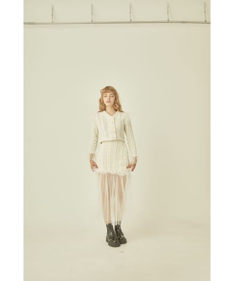 tulle cable knit skirt ivory