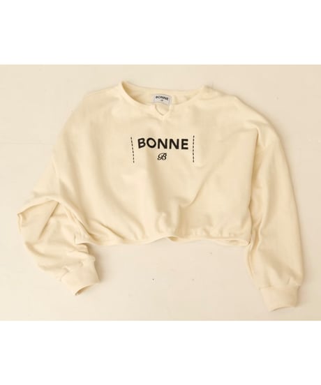 velours piping glitter embroidery sweat ivory