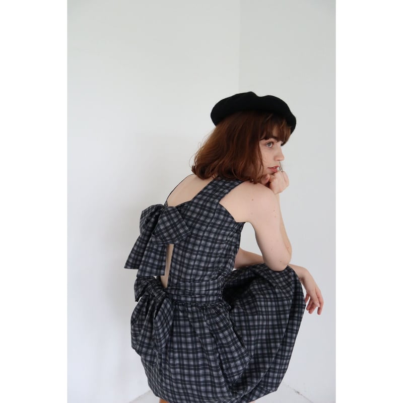 back double ribbon one-piece check | BONNE