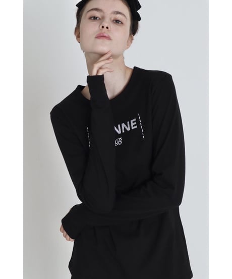 "BONNE B"finger hole long tee Black