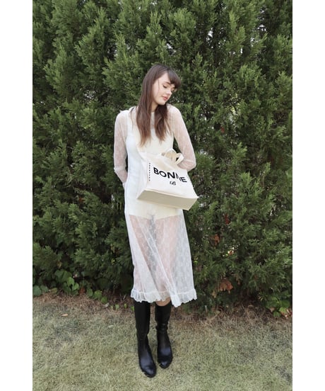 all lace frill long one-piece